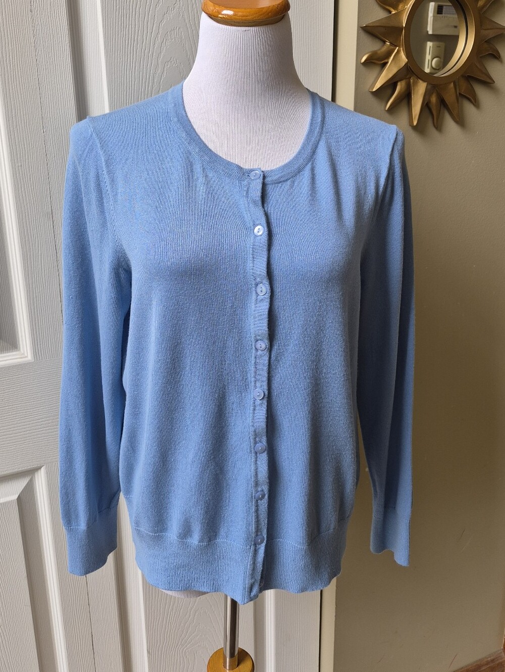 Charter Club Powder Blue Button-Front Knit Cardigan